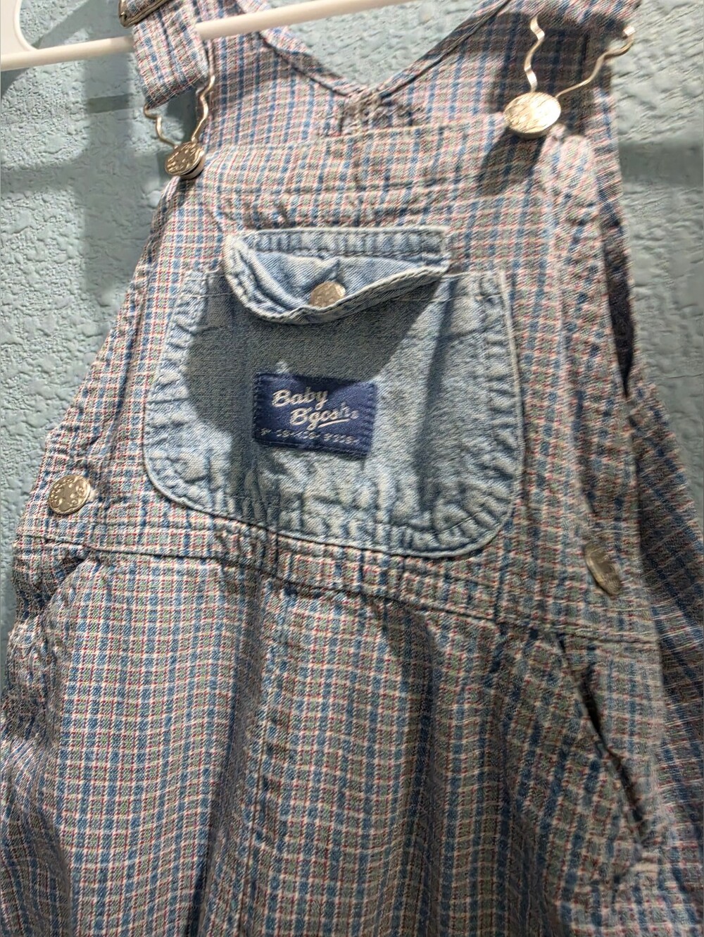 Vintage Plaid Osh Kosh B Gosh Vest Back Baby 24 Month Overalls - Picture 2 of 11